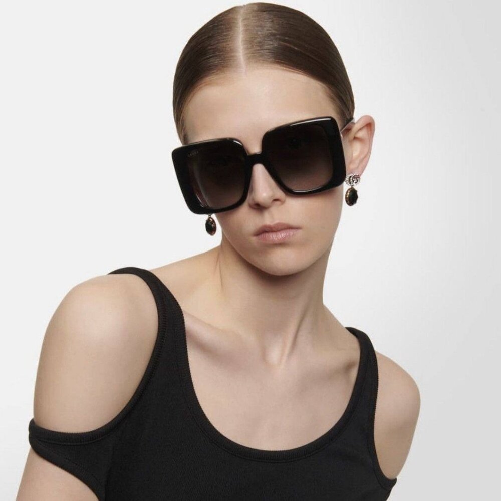 Gucci GG1314S 001 Sunglasses - Black Square Frame, Grey Gradient Lenses